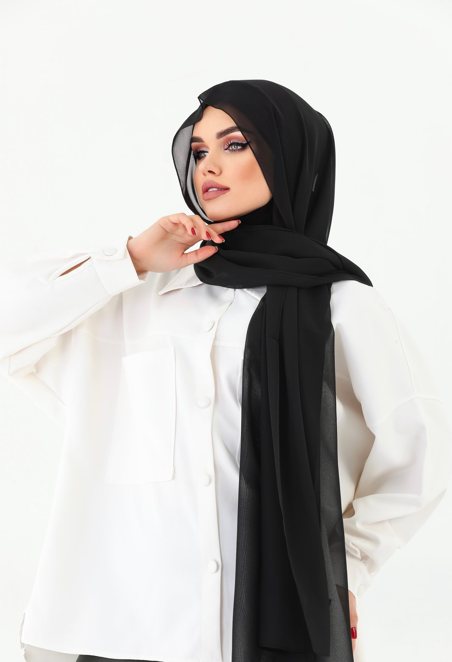 حجاب شيفون عملي خردلي