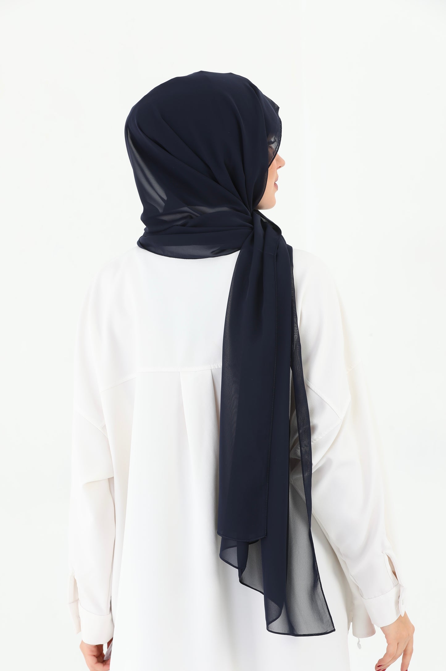 Navy Blue Practical Chiffon Hijab