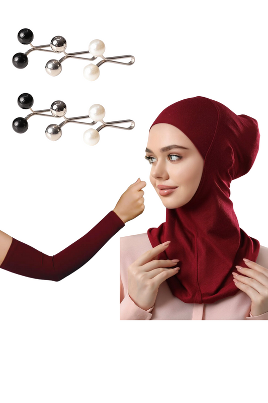 Burgundy Under Scarf-Arm Sleeves-Pins