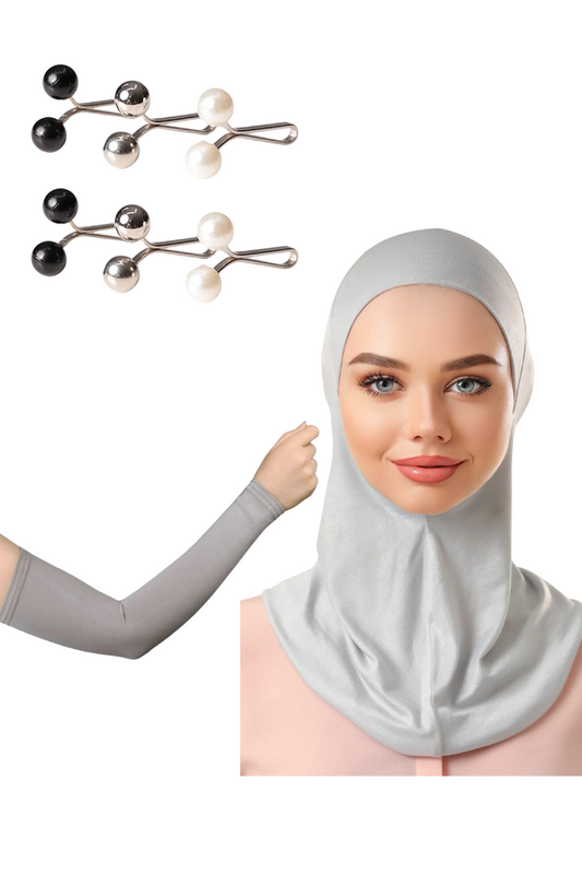 Grey Under Scarf-Arm Sleeves-Pins