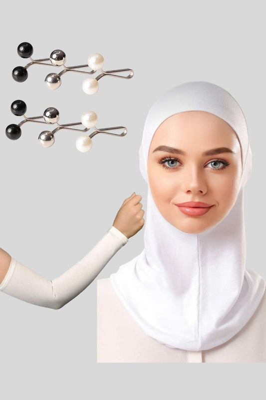 White Under Scarf-Arm Sleeves-Pins