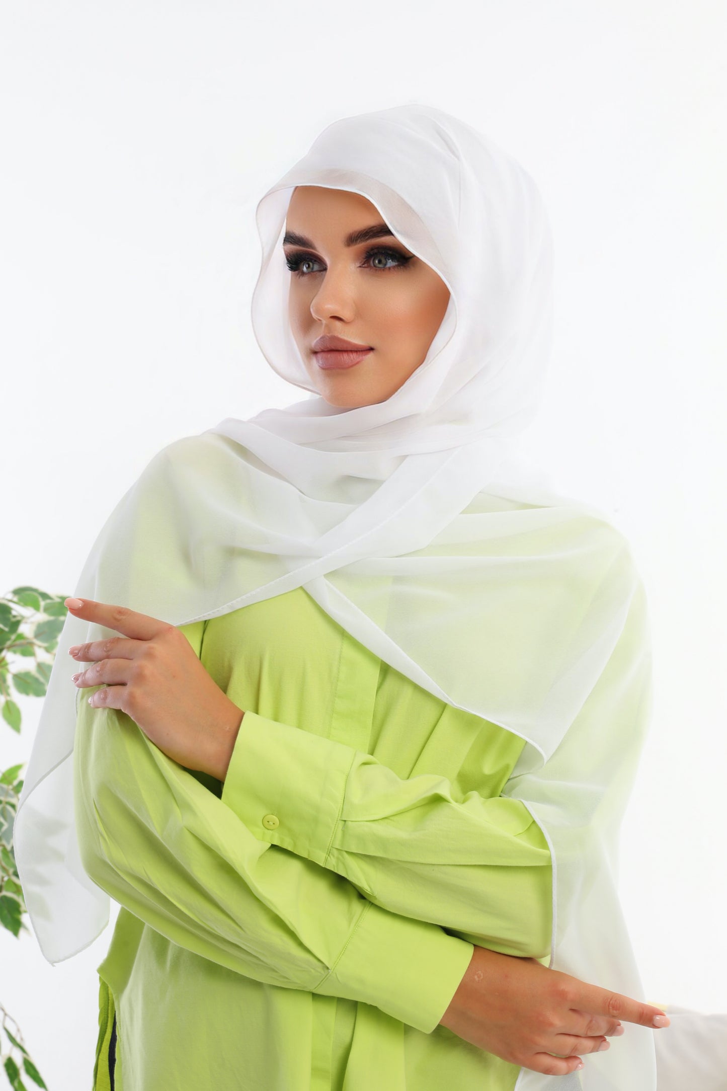 White Practical Chiffon Hijab