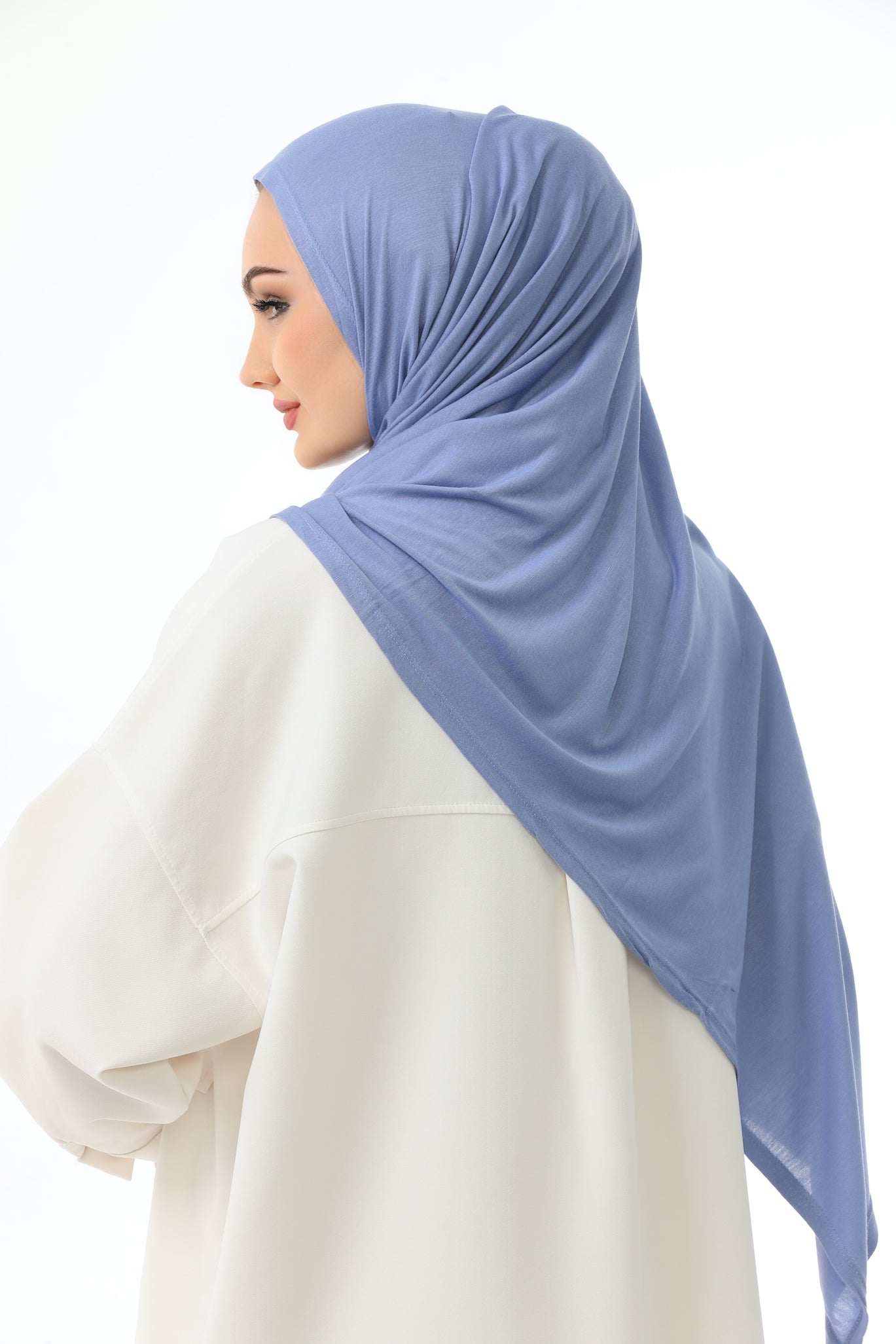 Long Ice Blue Practical Jersey Hijab