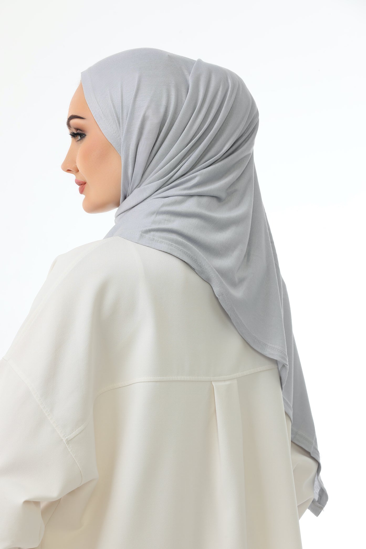 Long Grey Practical Jersey Hijab