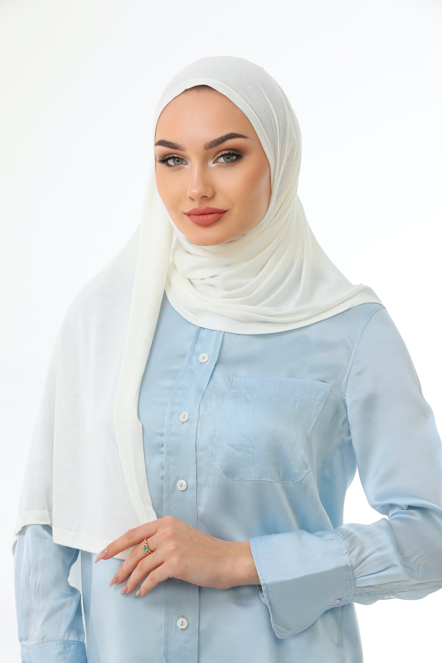 Long White Practical Jersey Hijab