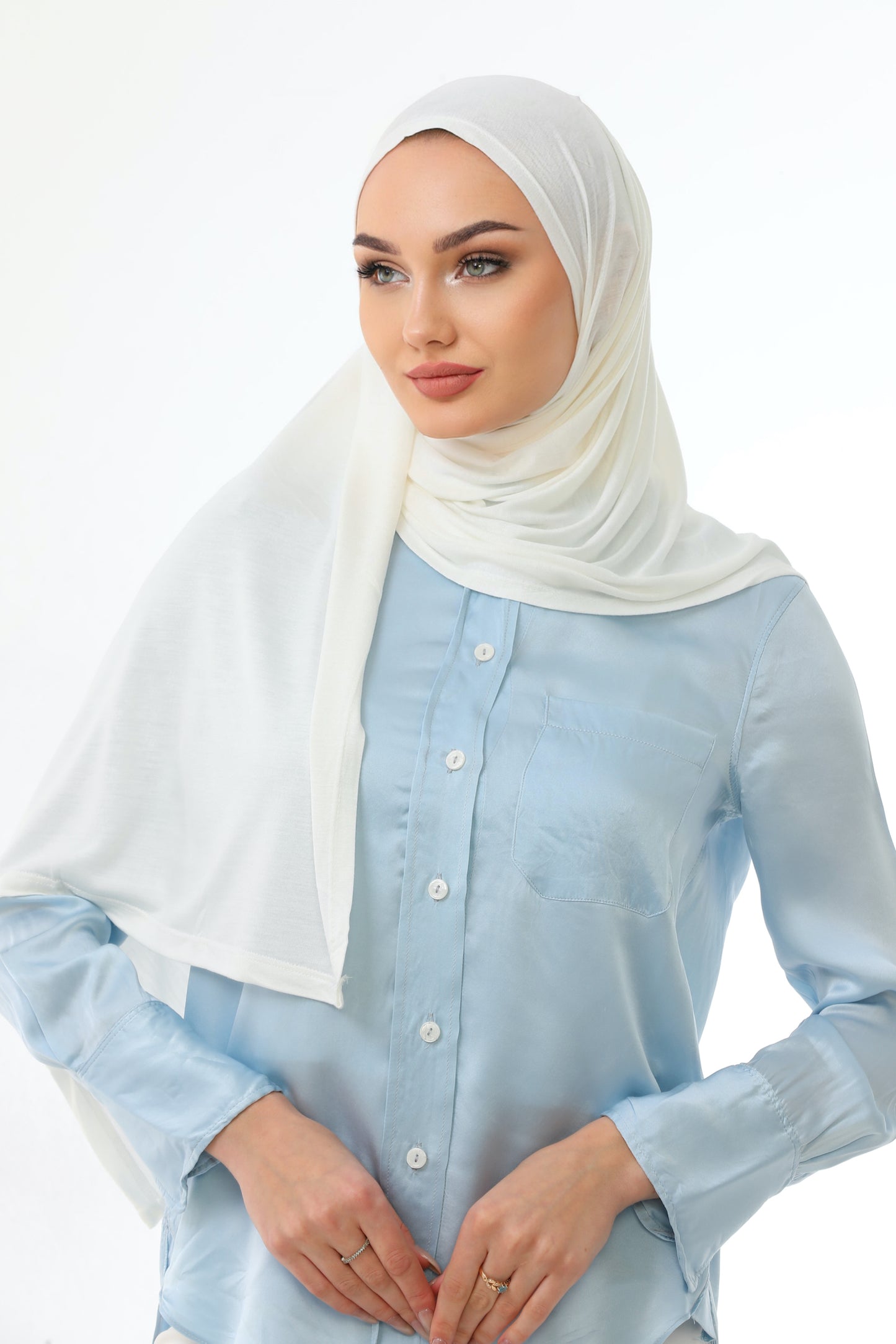 Long White Practical Jersey Hijab