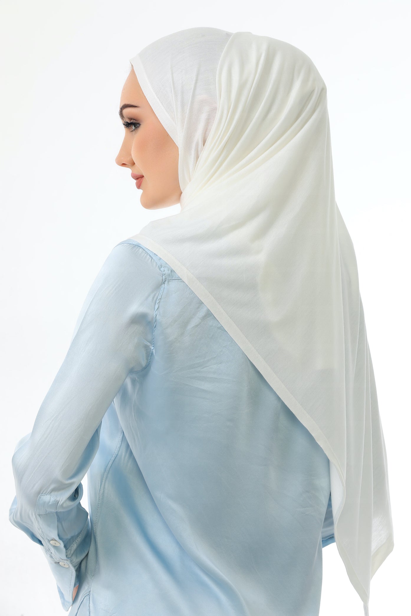 Long White Practical Jersey Hijab