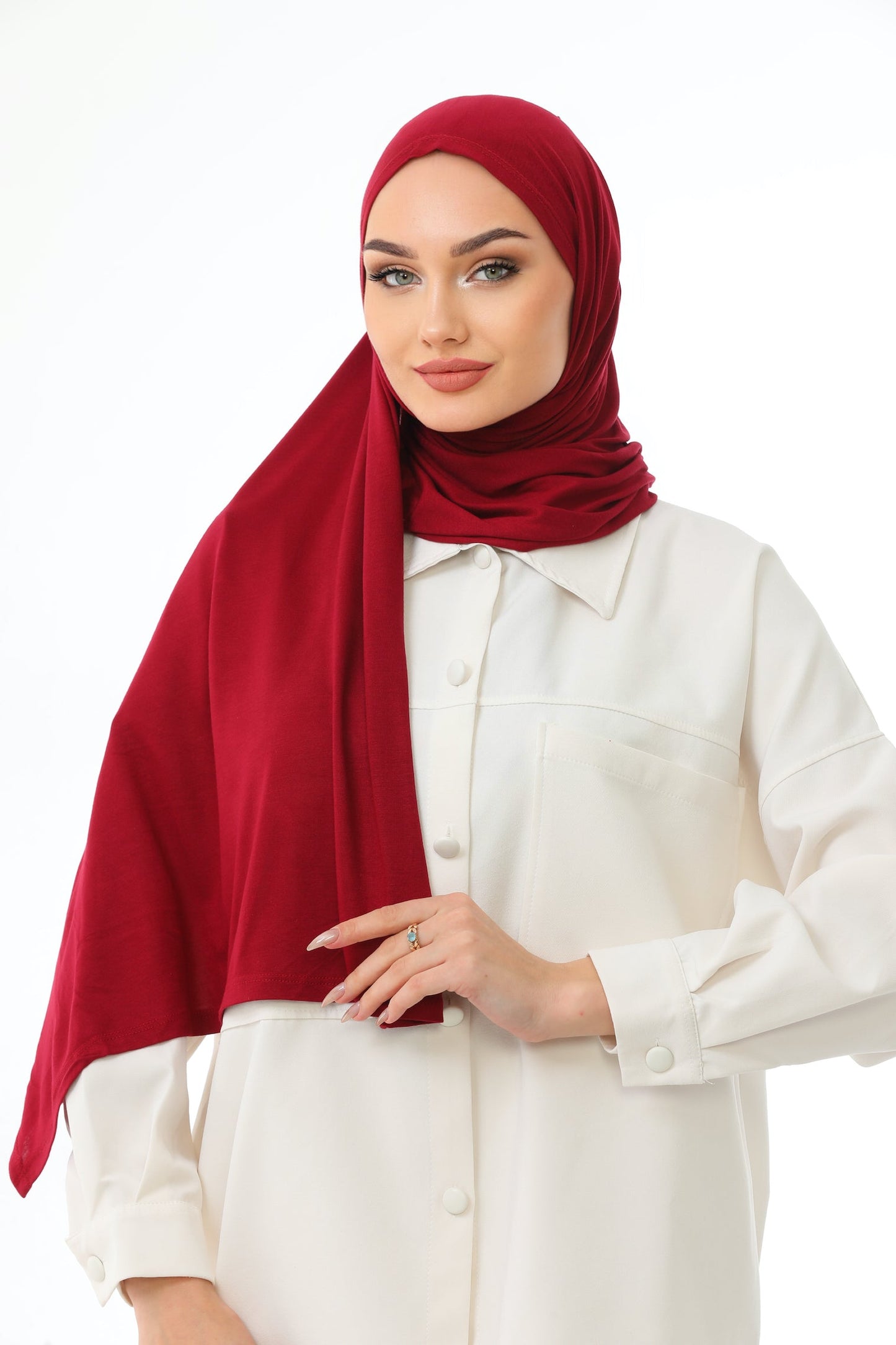 Long White Practical Jersey Hijab