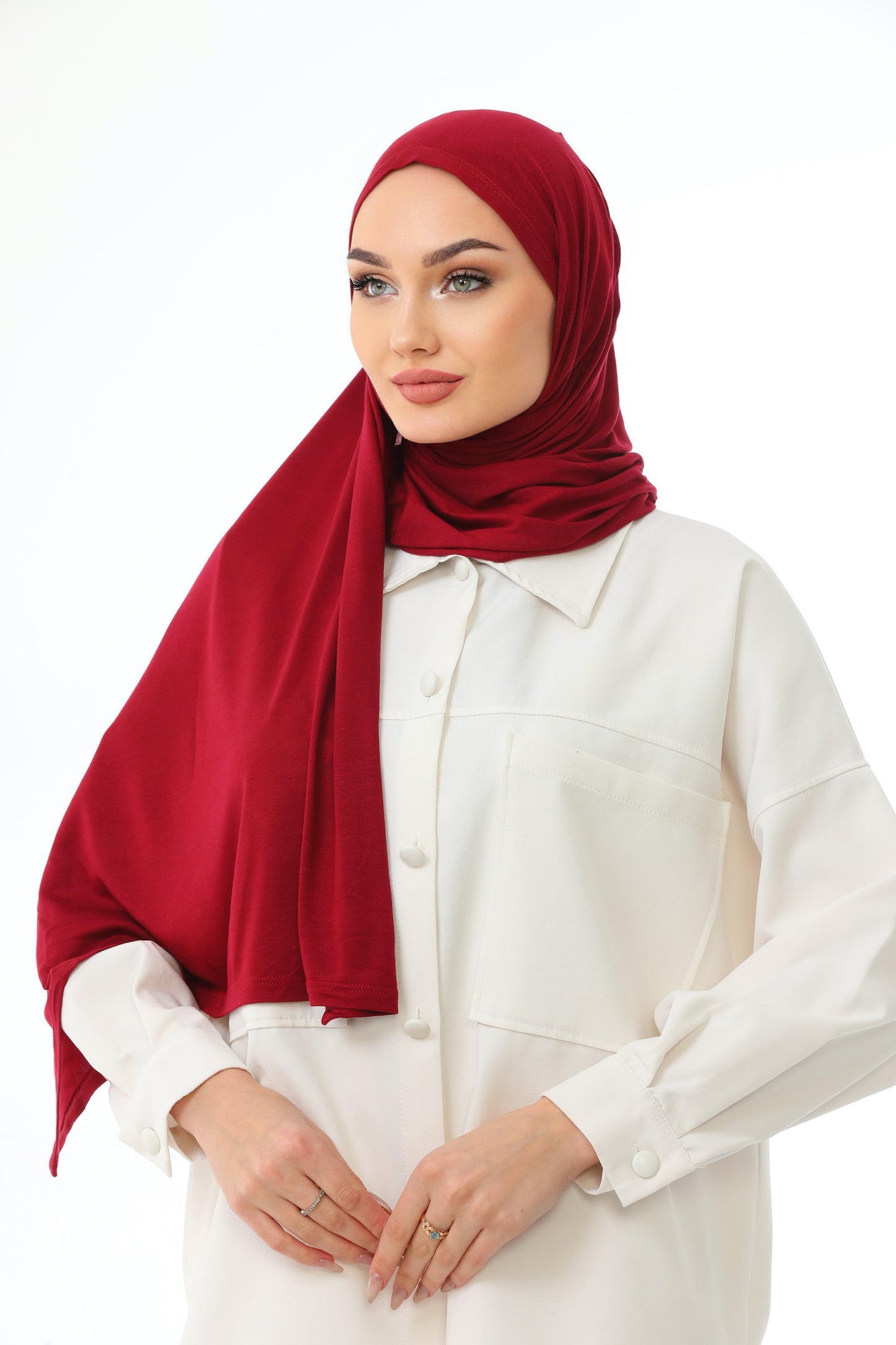 Long Red Practical Jersey Hijab