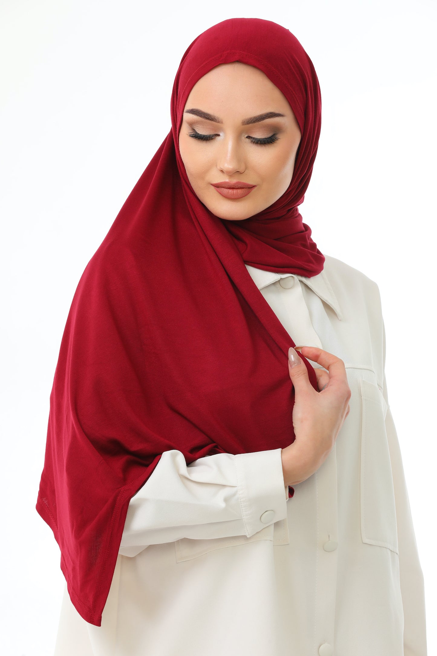 Long Red Practical Jersey Hijab