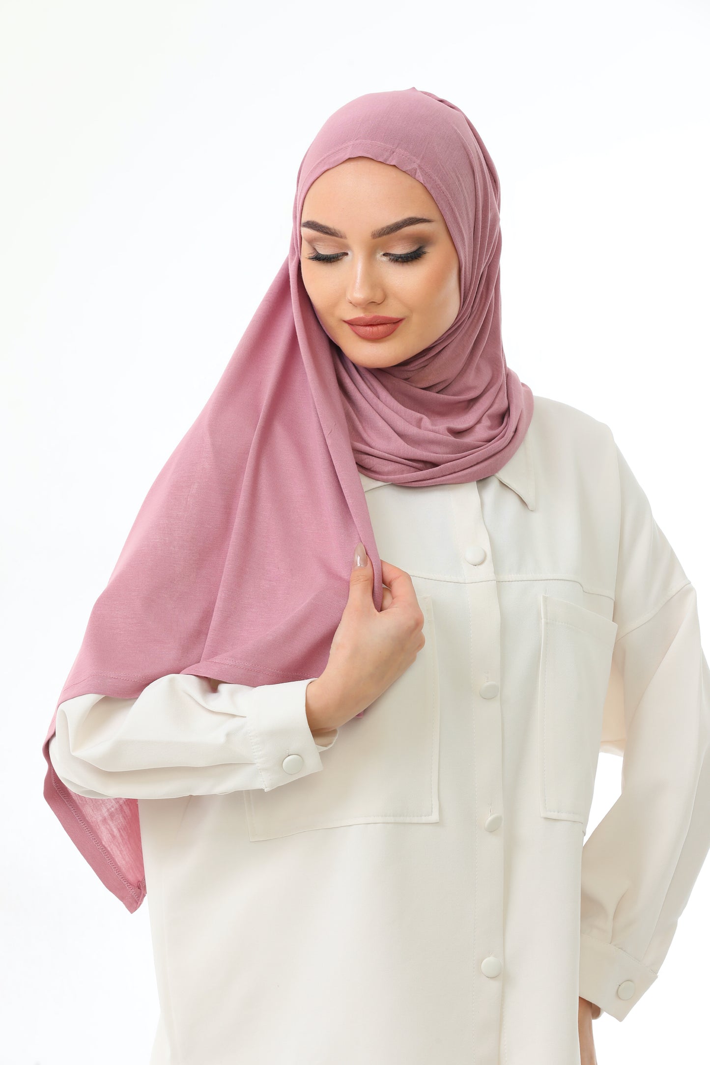 Long Pink Practical Jersey Hijab