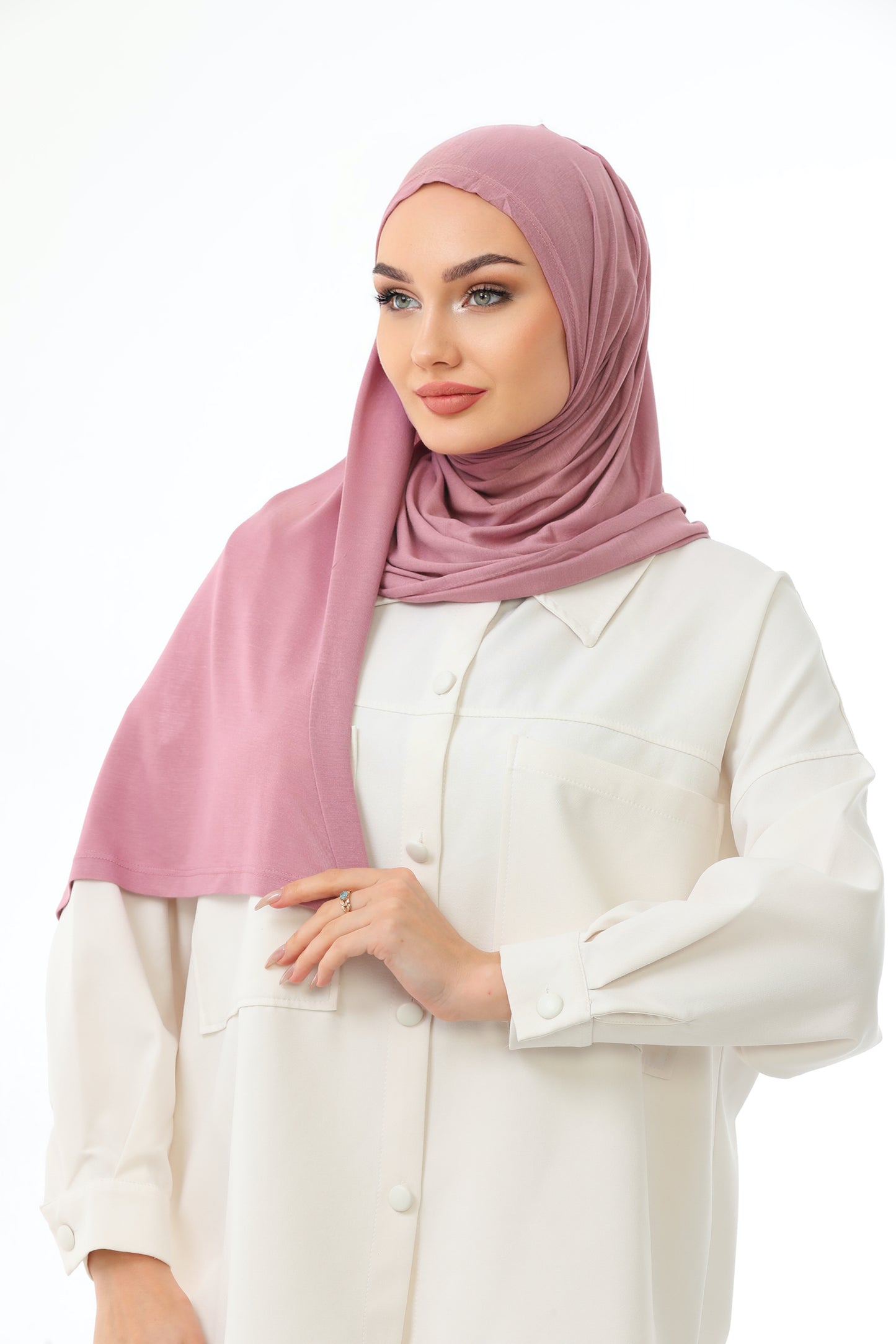 Long Pink Practical Jersey Hijab