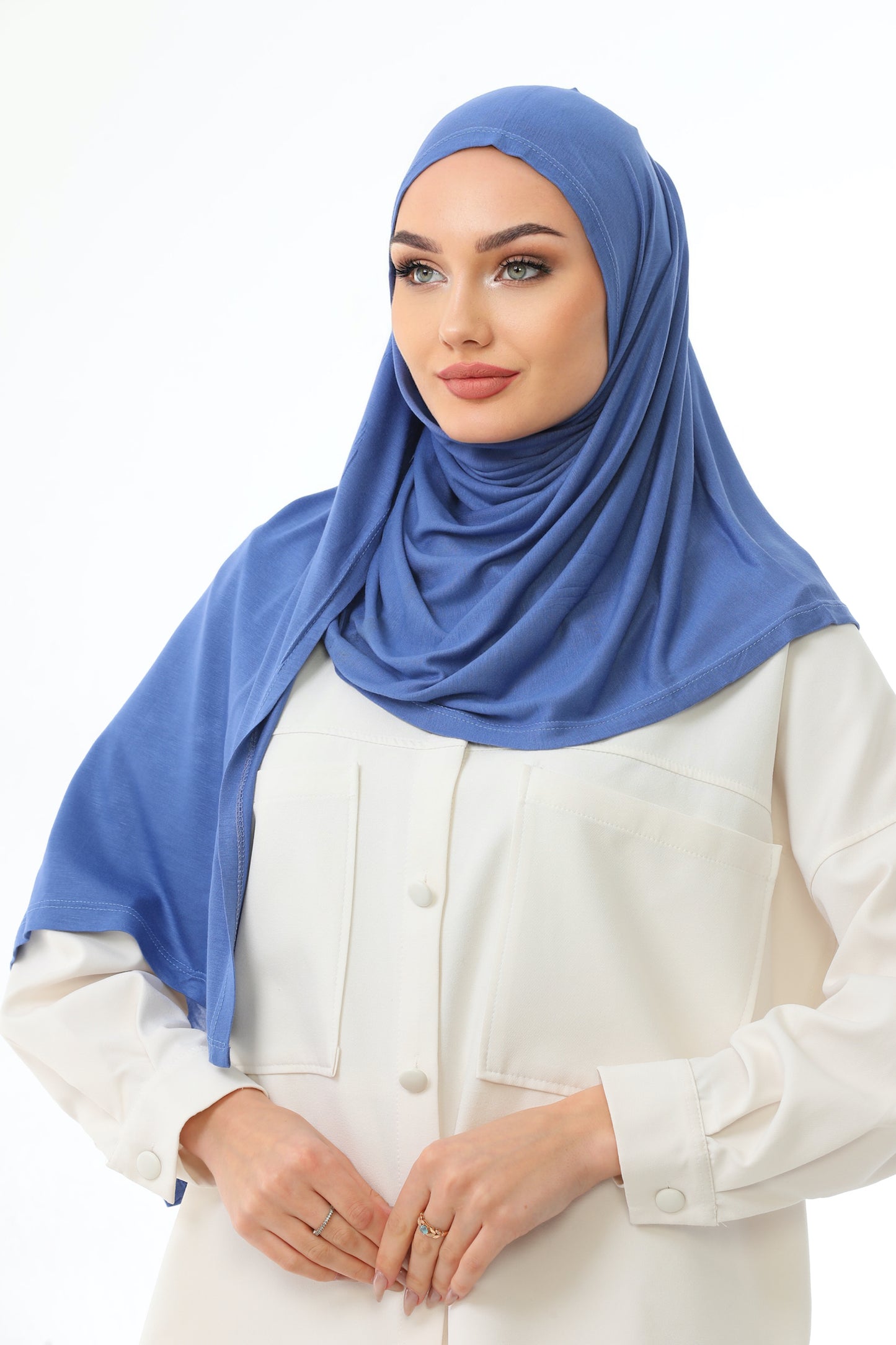 Long Blue Instant Jersey Hijab