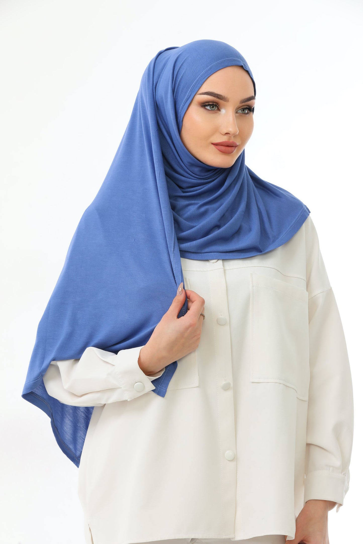 Long White Practical Jersey Hijab