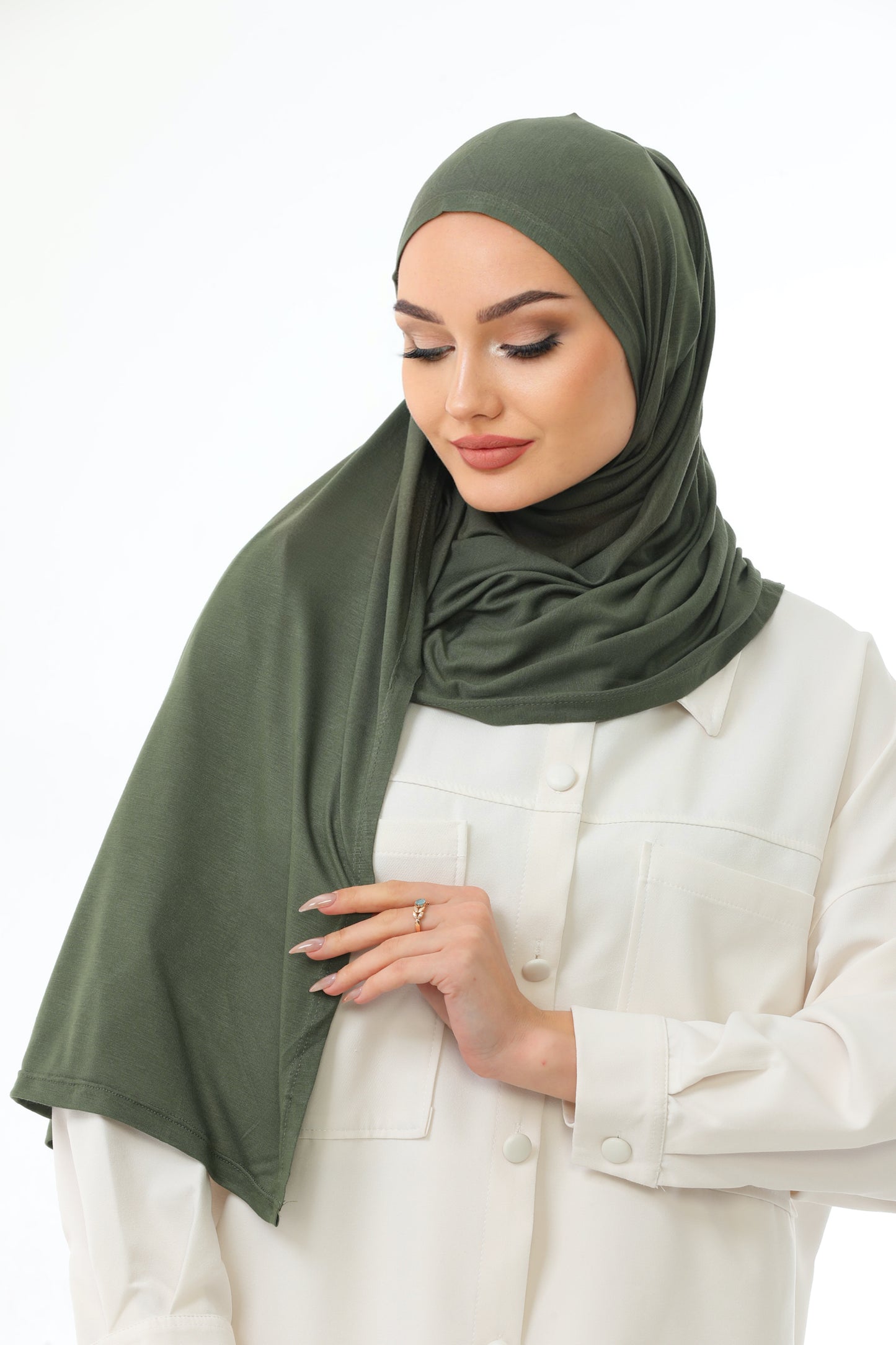 Long Green Instant Jersey Hijab