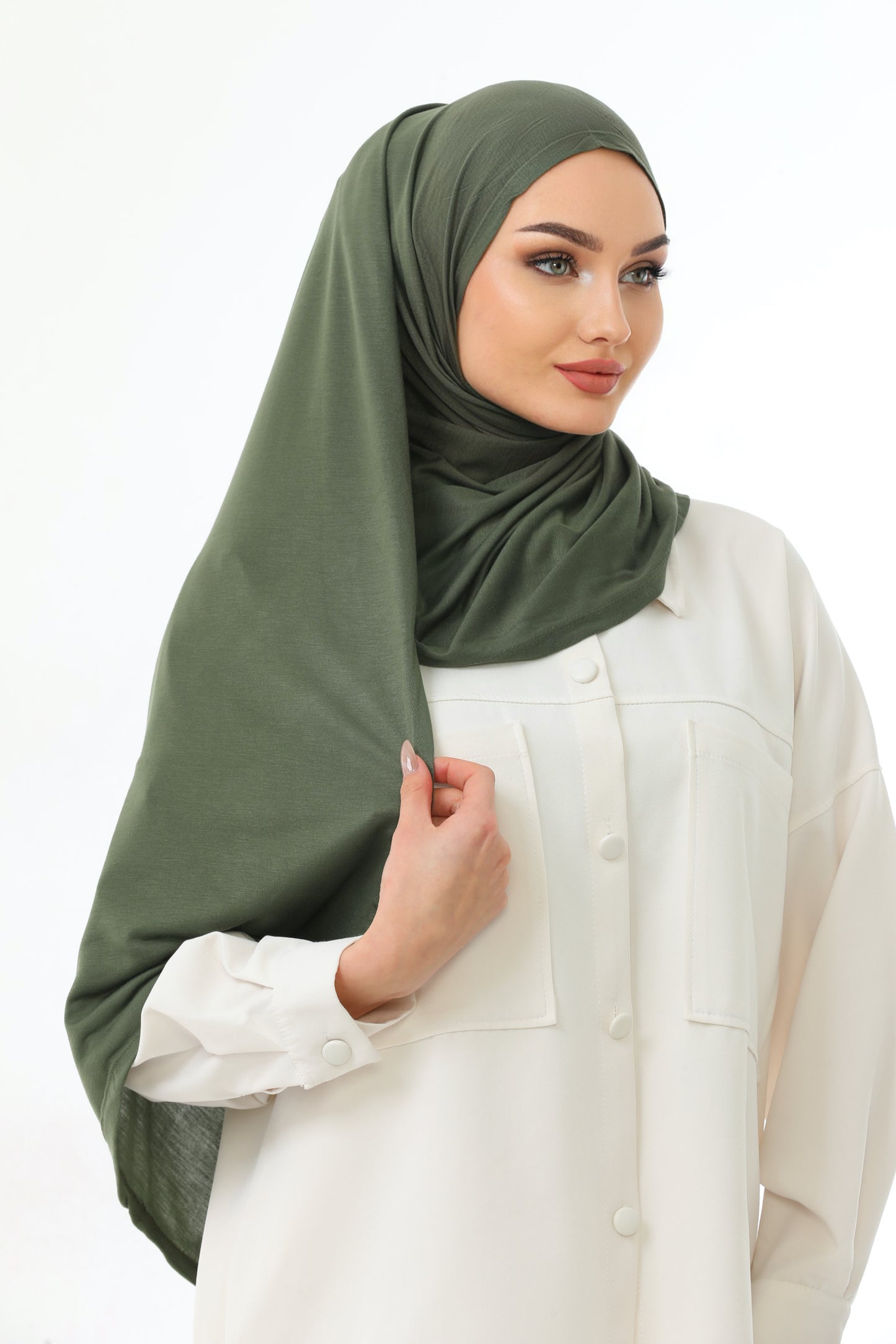 Long Green Instant Jersey Hijab