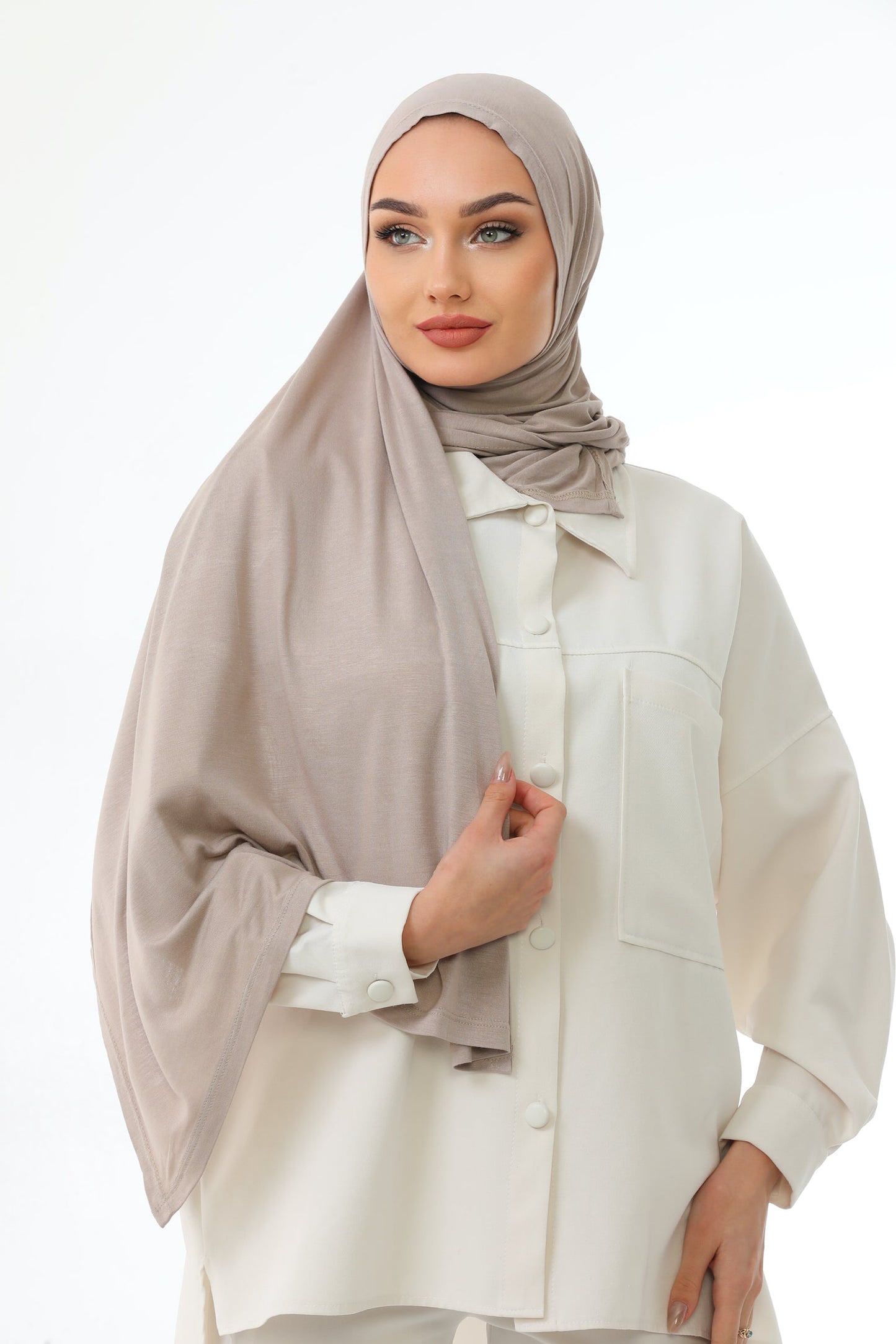 Long Grey Practical Jersey Hijab