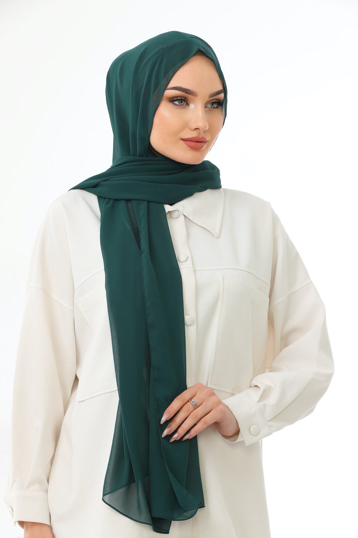 Green Instant Chiffon Hijab