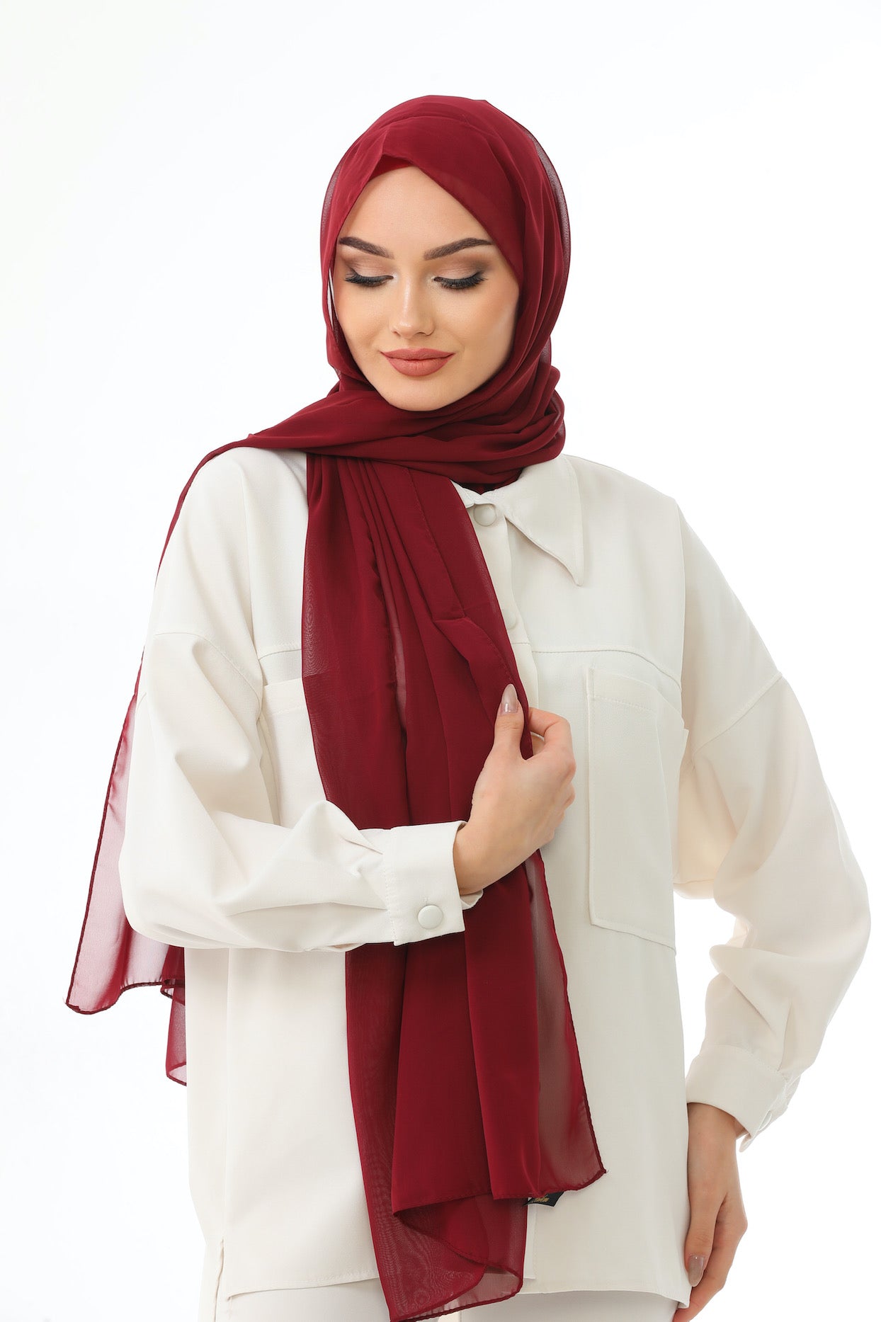 Burgundy Instant Chiffon Hijab