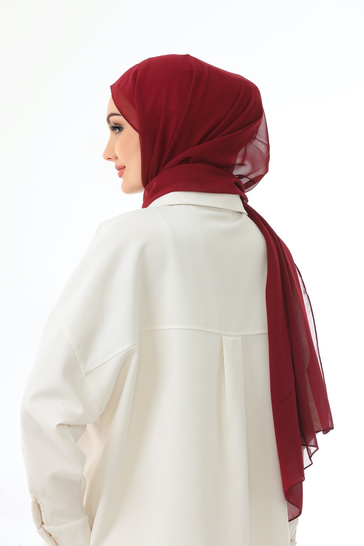 Burgundy Instant Chiffon Hijab