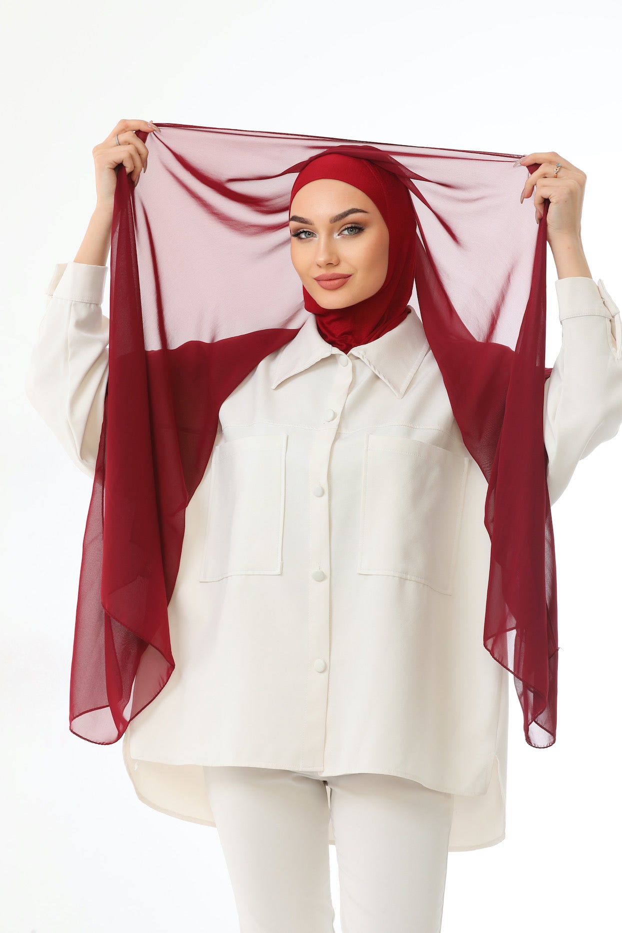 Burgundy Instant Chiffon Hijab