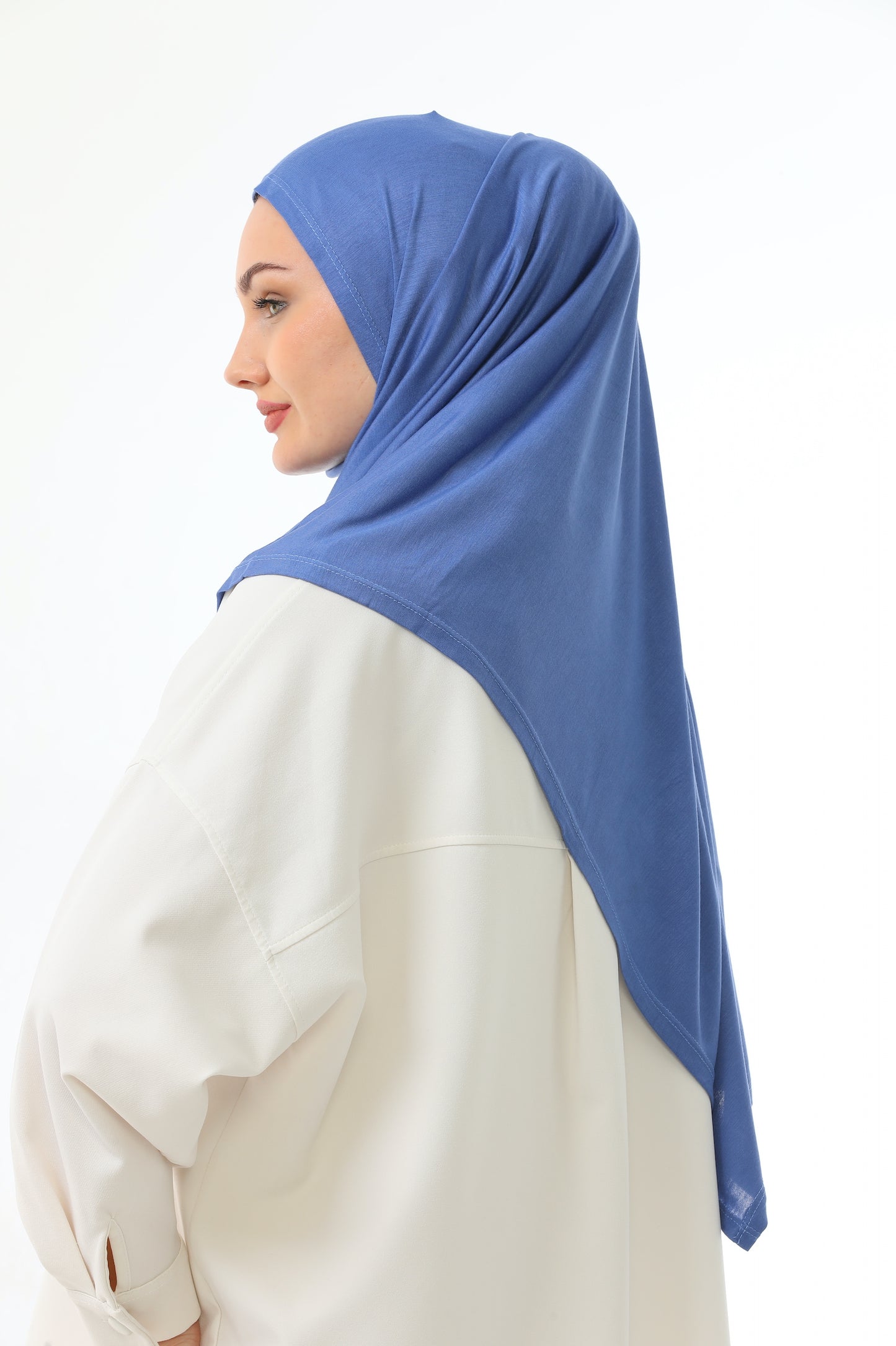 Long Blue Instant Jersey Hijab