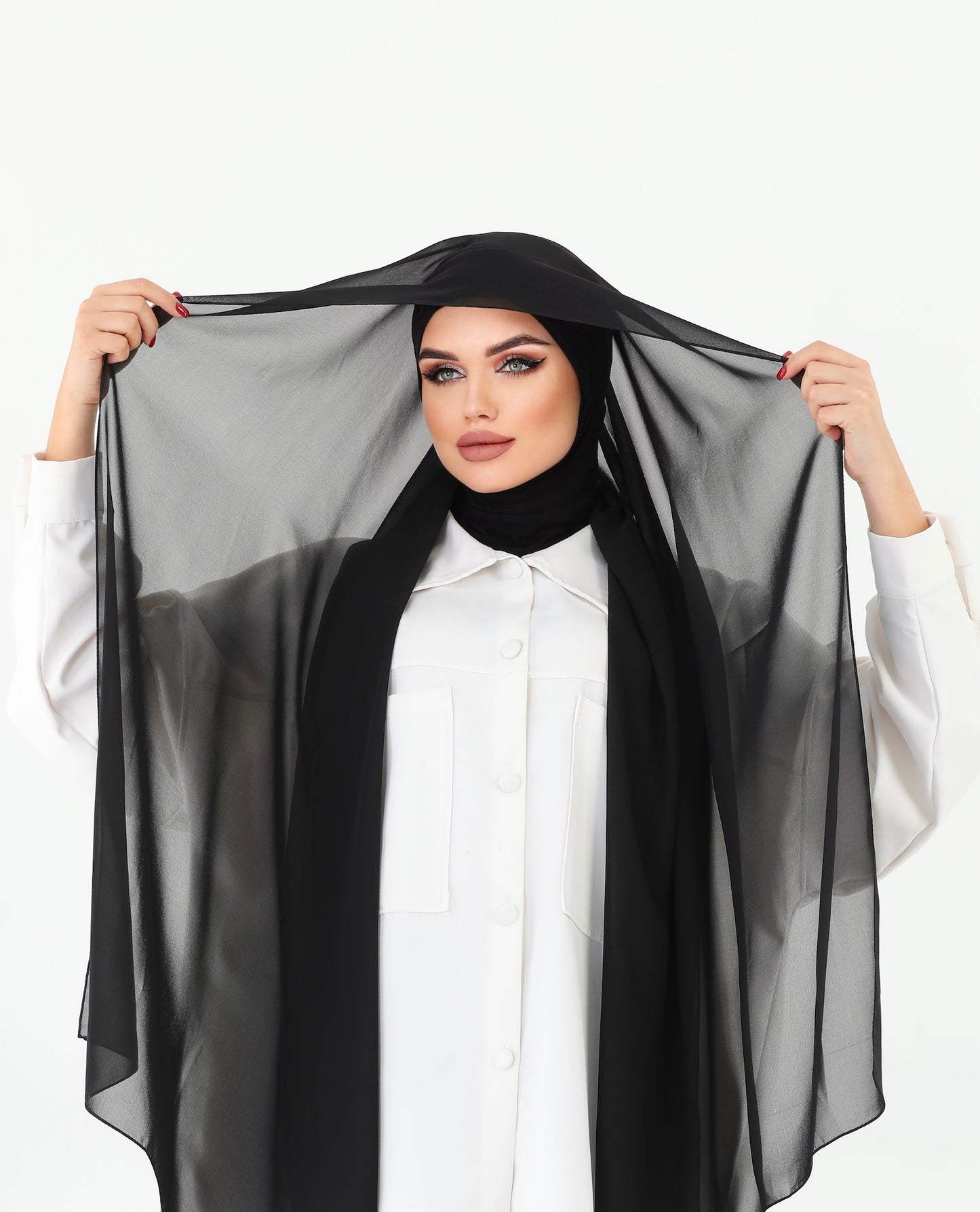 Black Instant Chiffon Hijab