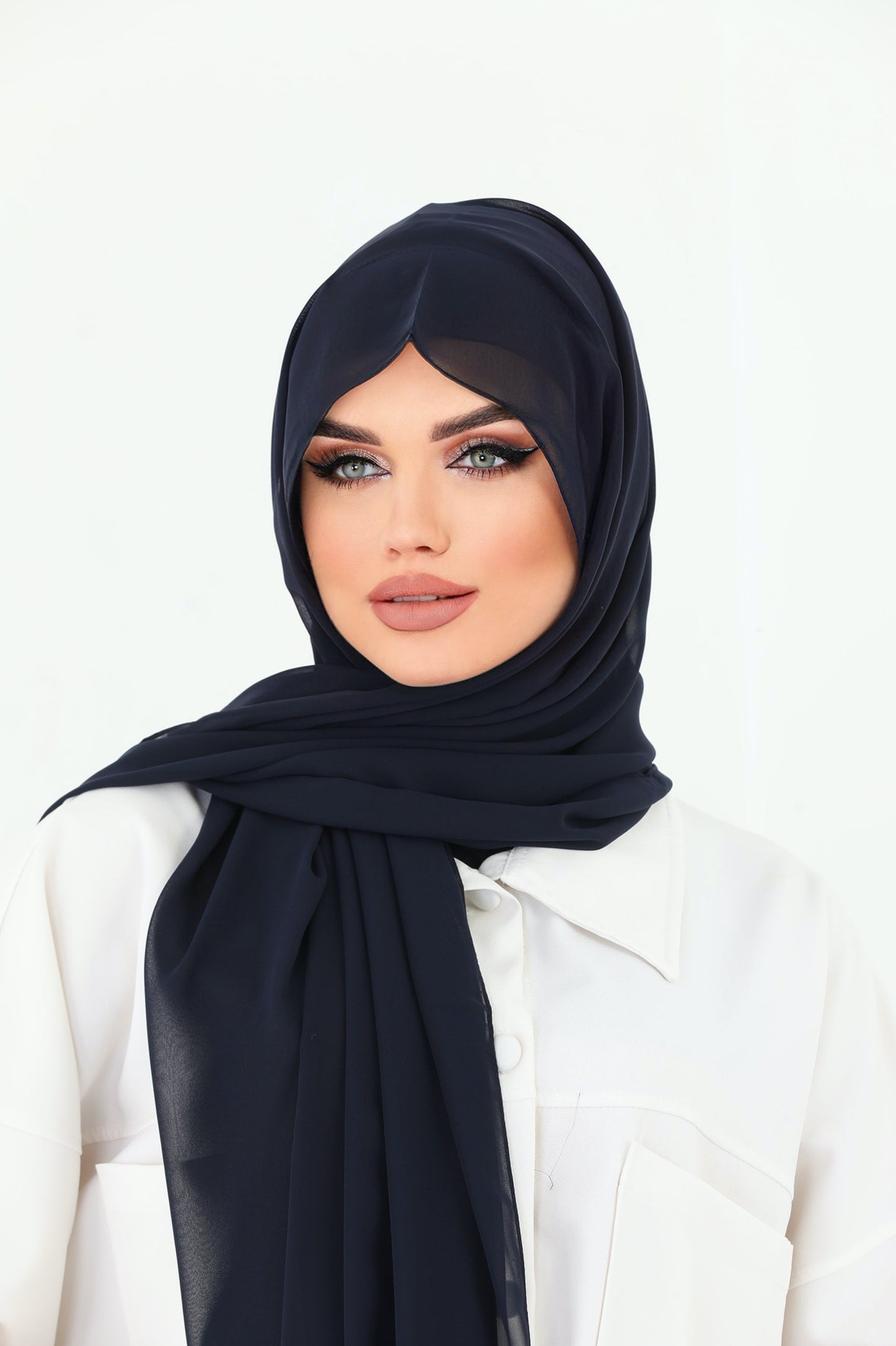 Navy Blue Practical Chiffon Hijab