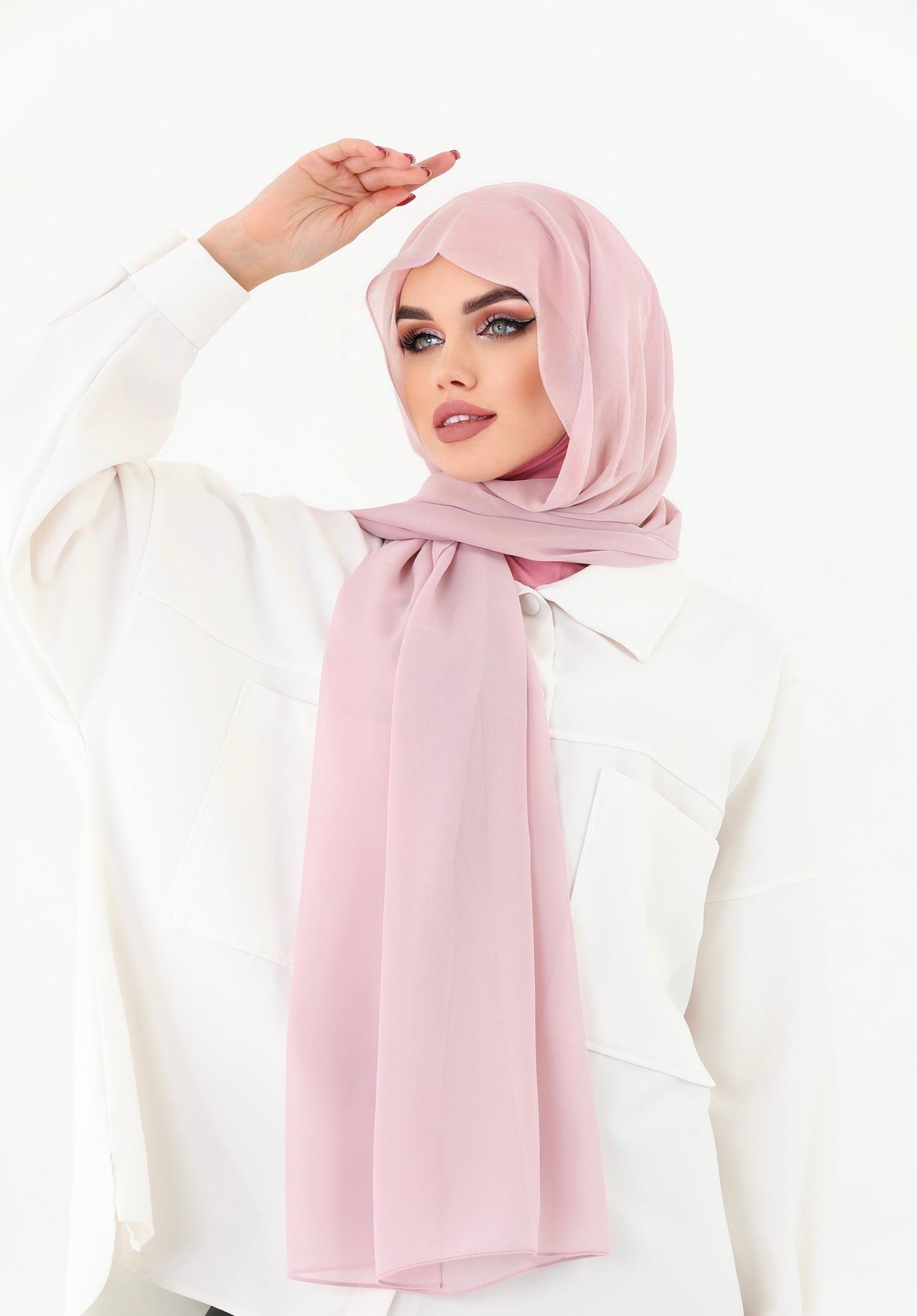 White Practical Chiffon Hijab