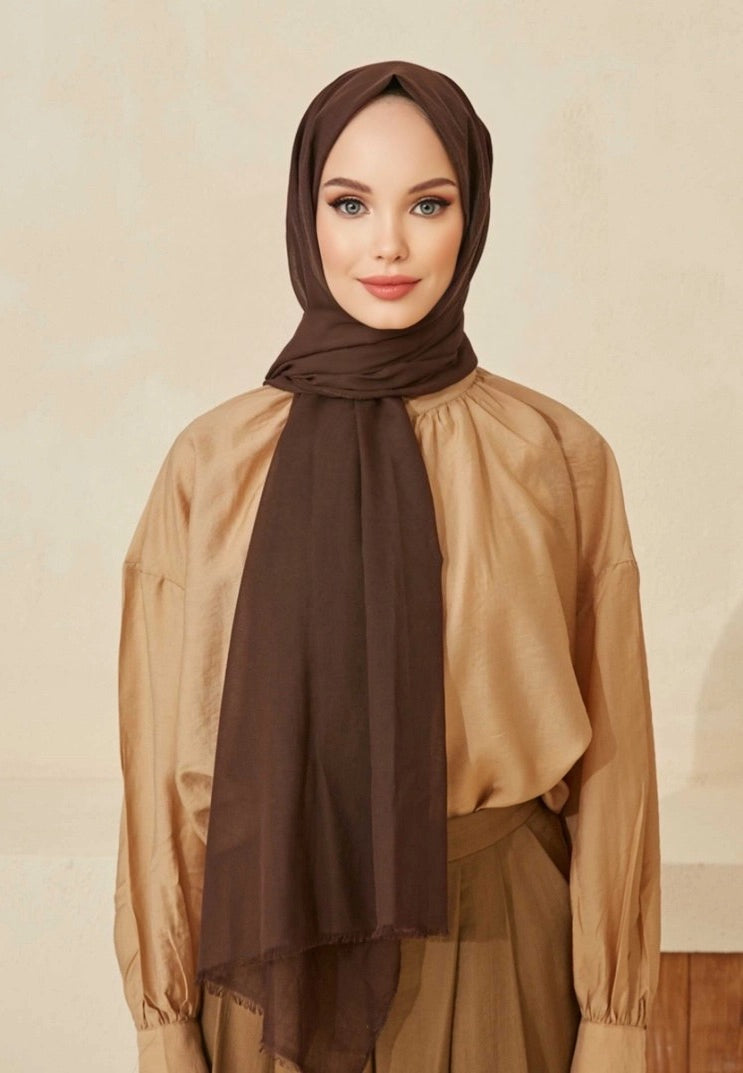 Soft Cotton Scarves - Coffee Brown