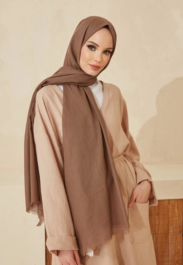 Soft Cotton Scarves - Coffee Brown