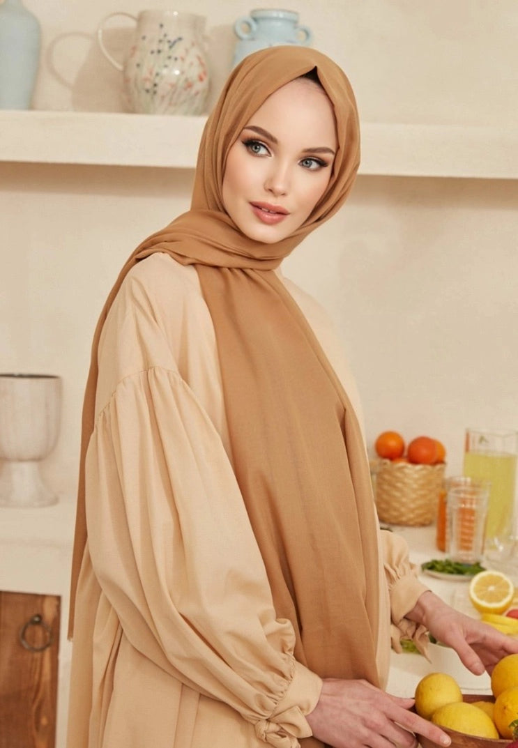 Soft Cotton Scarves - Camel