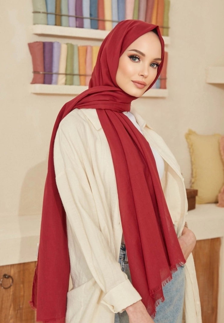 Soft Cotton Scarves - Red