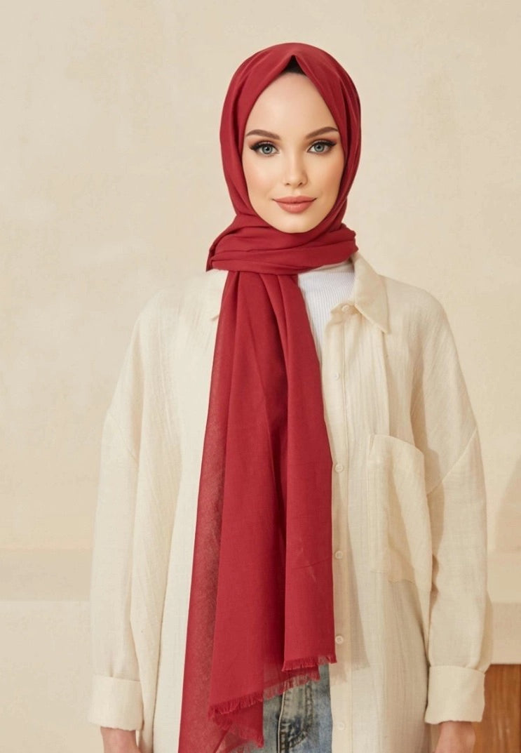 Soft Cotton Scarves - Red