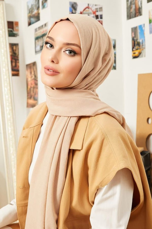 Cotton Crash Scarves-Beige