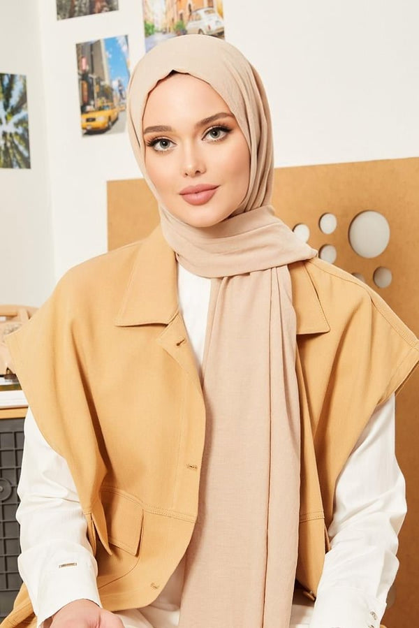 Cotton Crash Scarves-Beige