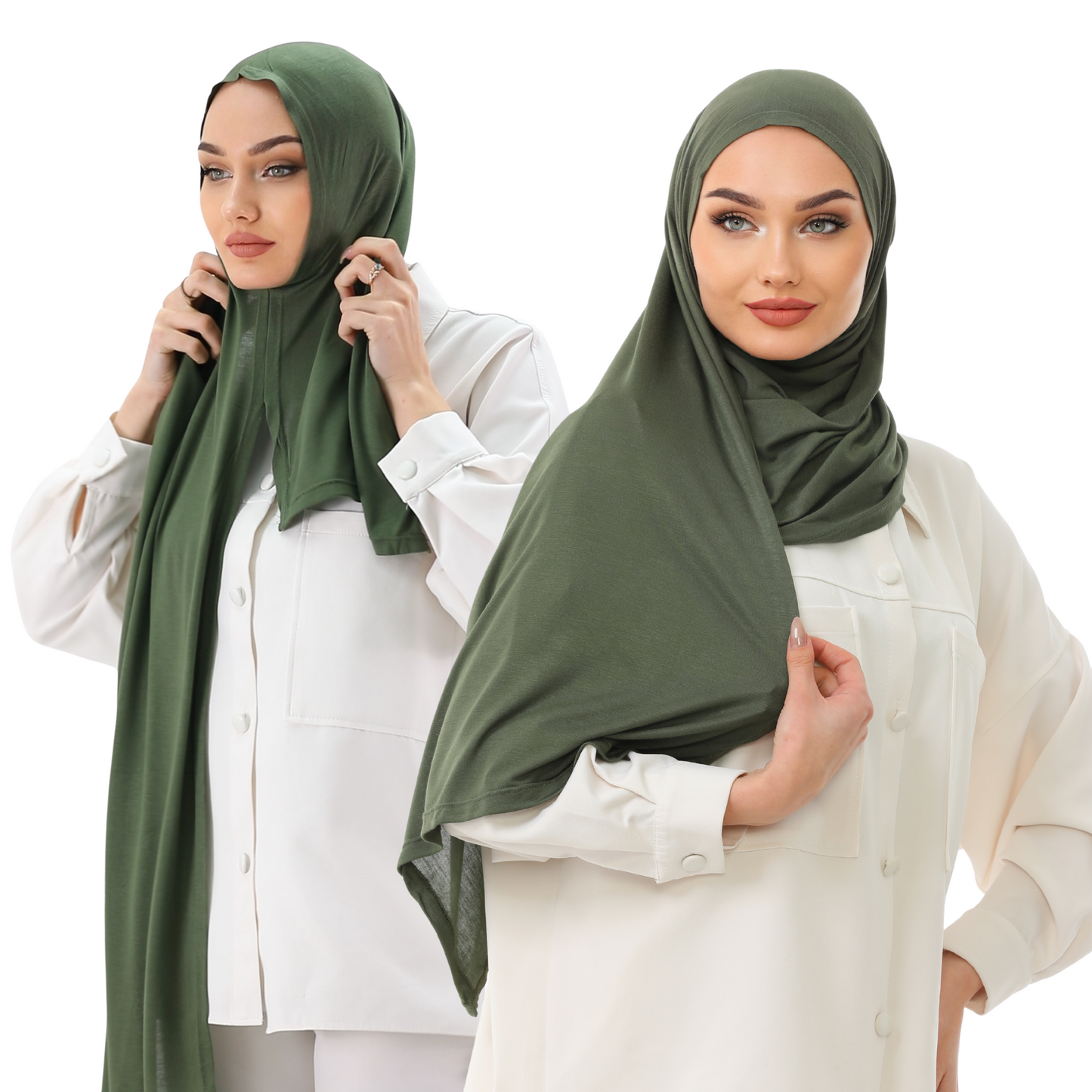 Long Green Instant Jersey Hijab