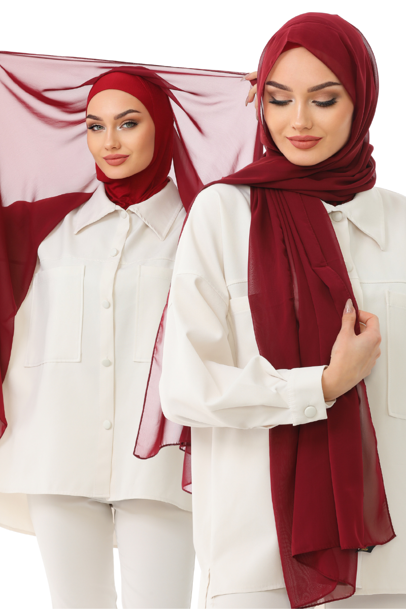 Burgundy Instant Chiffon Hijab