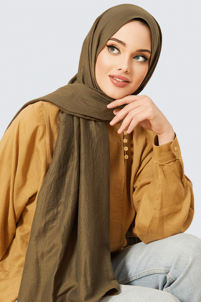 Natural Cotton Shawl Khaki