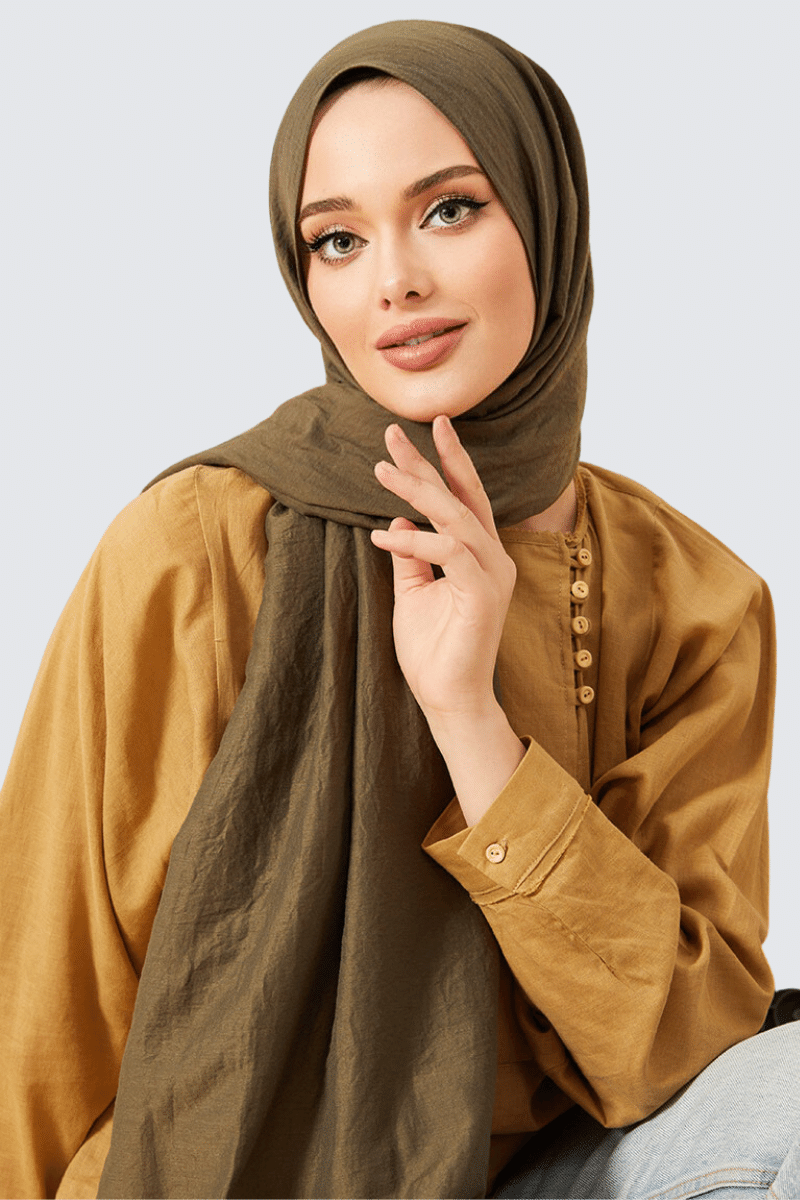 Natural Cotton Shawl Khaki