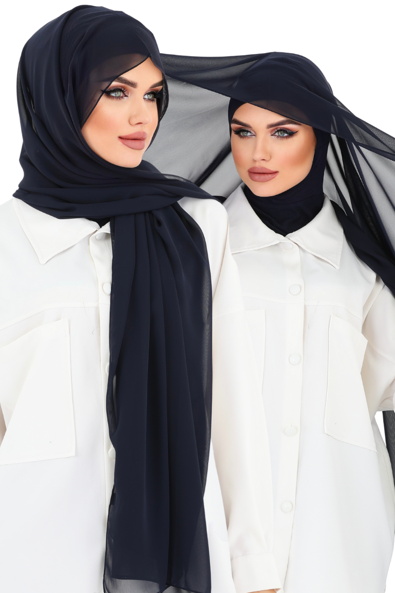 Navy Blue Practical Chiffon Hijab