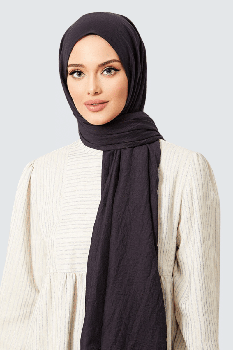 Natural Cotton Shawl Navy Blue